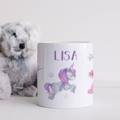 Bedruckte Spardose für Kinder - im Einhorn Design - mit Namen personalisiert