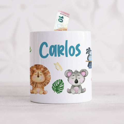 Bedruckte Spardose - Safari Design für Kinder