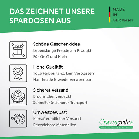 Bedruckte Spardose für Kinder - im Dino Design - mit Namen personalisiert
