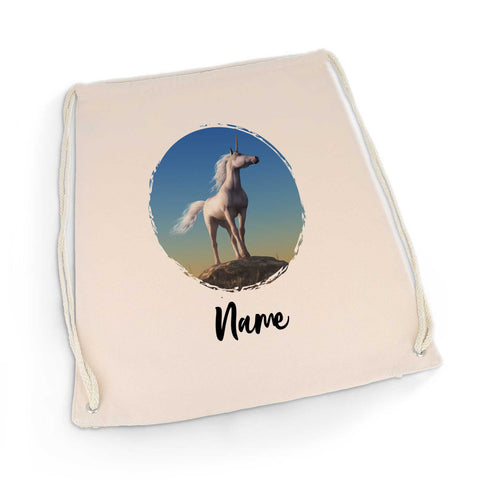 Bedruckter Turnbeutel für Kinder im Weißes Einhorn Design