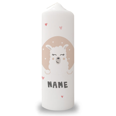 Große Kerze "Lama" mit Namen, Datum & Gewicht zur Geburt