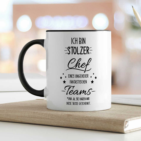 Bedruckte Tasse mit Spruch Stolzer Chef