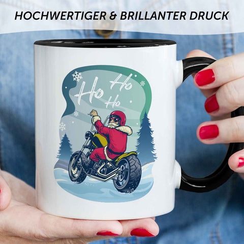 Bedruckte Tasse mit Weihnachtsmotiv im Cool Santa Design