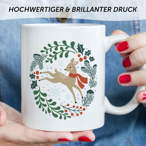 Bedruckte Tasse mit Weihnachtsmotiv - Winterreh