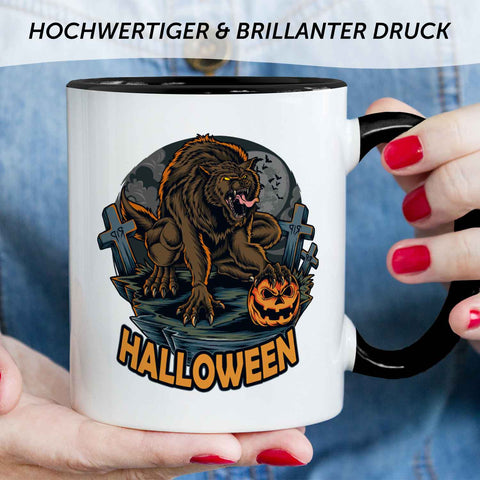 Bedruckte Tasse mit Motiv im Halloween Werwolf Design