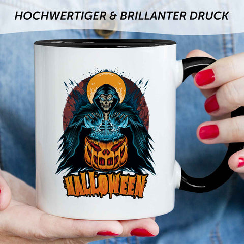 Bedruckte Tasse mit Motiv im Halloween Reaper Design
