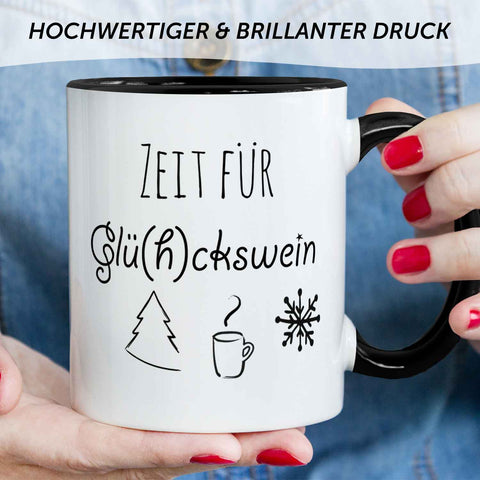 Bedruckte Tasse mit Weihnachtsmotiv - Zeit für Glühckswein