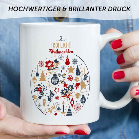 Bedruckte Tasse mit Weihnachtsmotiv - Fröhliche Weihnachtskugel