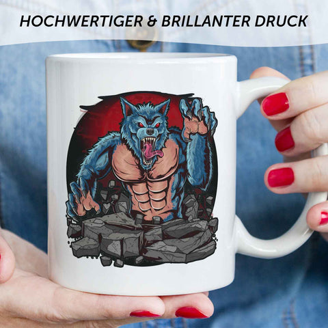 Bedruckte Tasse mit Motiv im Halloween Werwolf Design