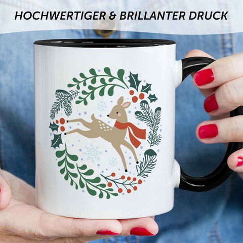 Bedruckte Tasse mit Weihnachtsmotiv - Winterreh