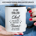 Bedruckte Tasse mit Spruch Stolzer Chef