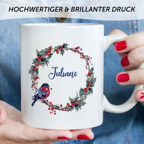 Bedruckte Tasse mit Weihnachtsmotiv - Weihnachtskranz