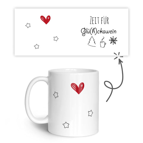 Bedruckte Tasse mit Weihnachtsmotiv - Zeit für Glühckswein