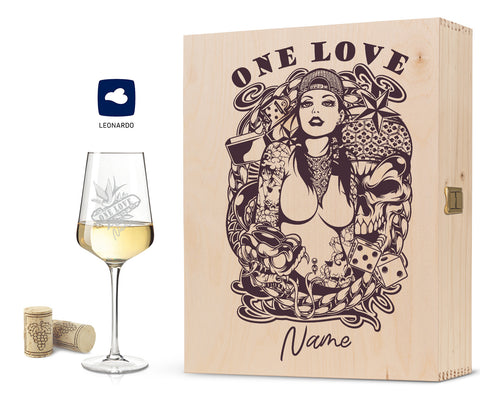 Leonardo Weinglas mit Gravur "Tattoo Girl One Love"