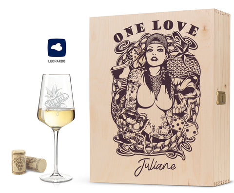 Leonardo Weinglas mit Gravur "Tattoo Girl One Love"