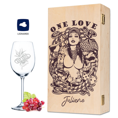 Leonardo Weinglas mit Gravur "Tattoo Girl One Love"