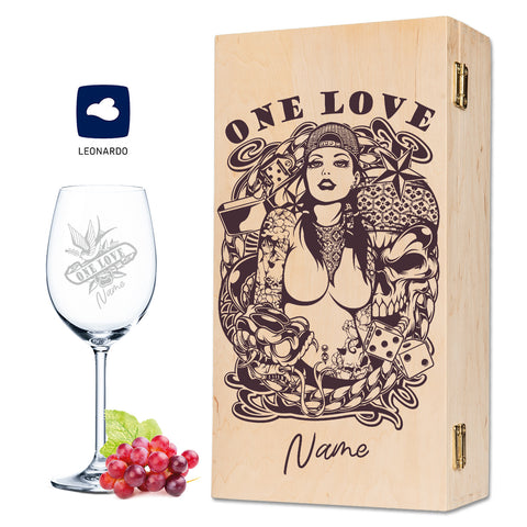 Leonardo Weinglas mit Gravur "Tattoo Girl One Love"