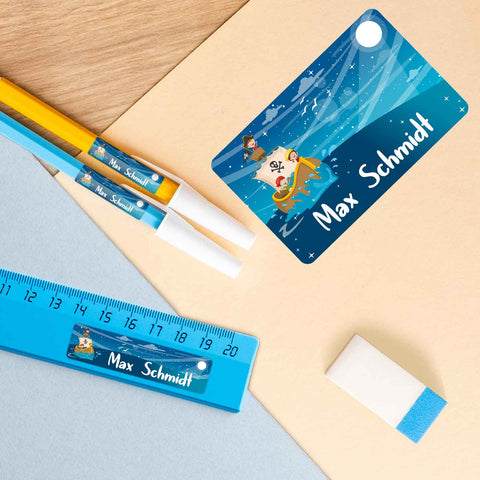 Schuletiketten mit Namen - Piraten Design - 100 Aufkleber in verschiedenen Größen