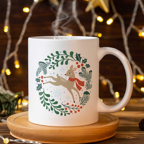 Bedruckte Tasse mit Weihnachtsmotiv - Winterreh