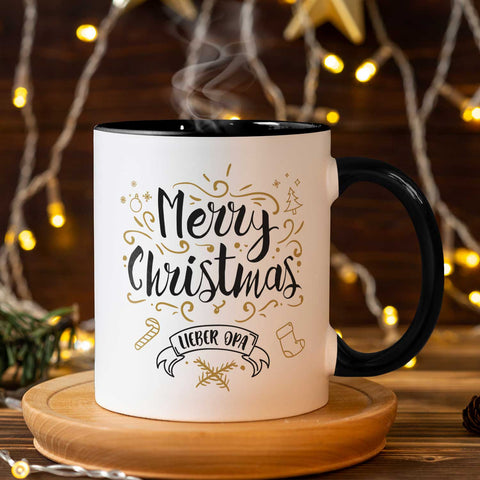 Bedruckte Tasse mit Weihnachtsmotiv im Merry Christmas Lieber Opa Design
