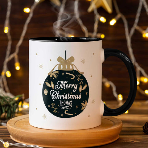 Bedruckte Tasse mit Weihnachtsmotiv im Weihnachtskugel Design