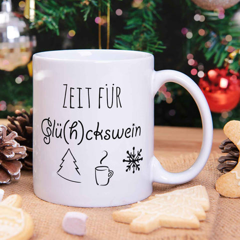 Bedruckte Tasse mit Weihnachtsmotiv - Zeit für Glühckswein