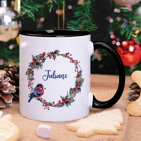 Bedruckte Tasse mit Weihnachtsmotiv - Weihnachtskranz