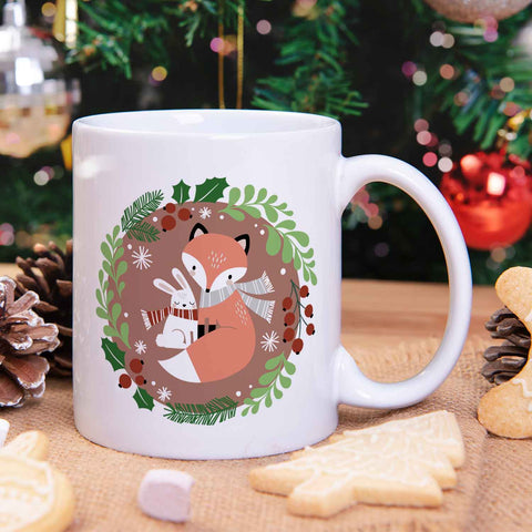 Bedruckte Tasse mit Weihnachtsmotiv - Winterfuchs