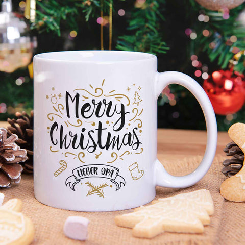 Bedruckte Tasse mit Weihnachtsmotiv im Merry Christmas Lieber Opa Design