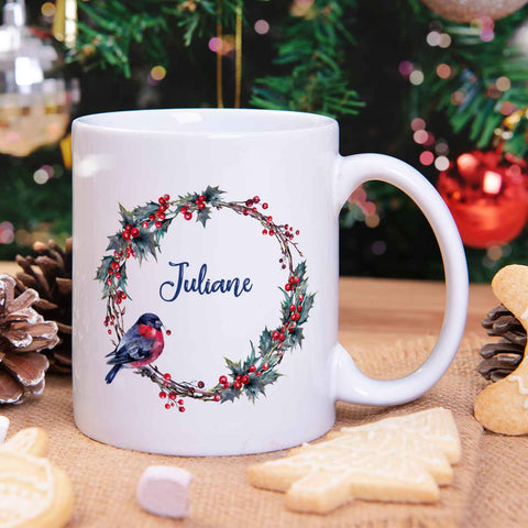 Bedruckte Tasse mit Weihnachtsmotiv - Weihnachtskranz