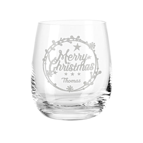 Teelicht mit Gravur - Weihnachtsdeko - Merry Christmas Round Ornament - Personalisiert mit Name