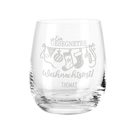 Teelicht mit Gravur - Weihnachtsdeko - Ein gesegnetes Weihnachtsfest - Personalisiert mit Name