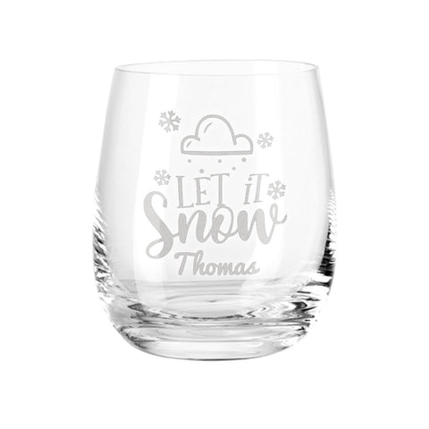 Teelicht mit Gravur - Weihnachtsdeko - Let it snow Wolke - Personalisiert mit Name