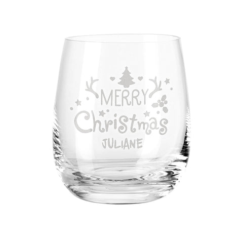 Teelicht mit Gravur - Weihnachtsdeko - Merry Christmas - Personalisiert mit Name