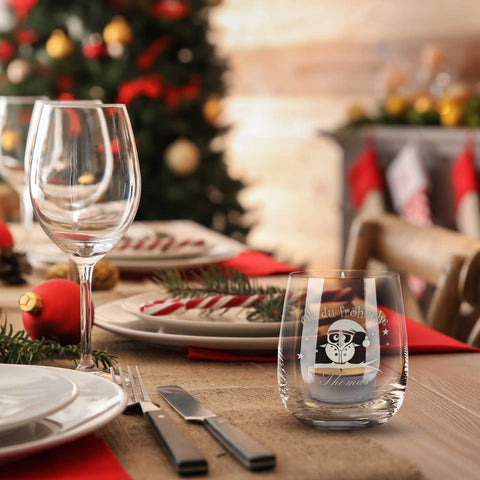 Teelicht mit Gravur - Weihnachtsdeko - Oh du fröhliche - Personalisiert mit Name