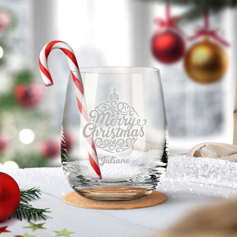 Teelicht mit Gravur - Weihnachtsdeko - Weihnachtskugel - Personalisiert mit Name