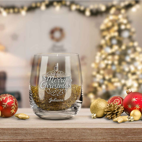 Teelicht mit Gravur - Weihnachtsdeko - Weihnachtskugel - Personalisiert mit Name