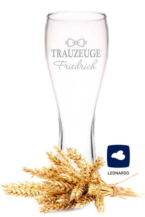 Leonardo Weizenglas mit Gravur "Trauzeuge + Wunschname"