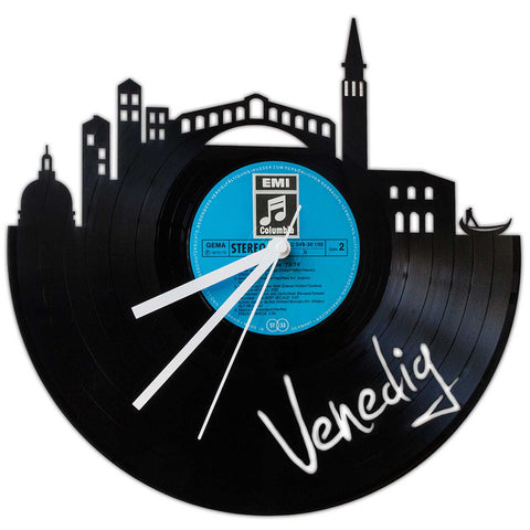 Schallplattenuhr Skyline Venedig