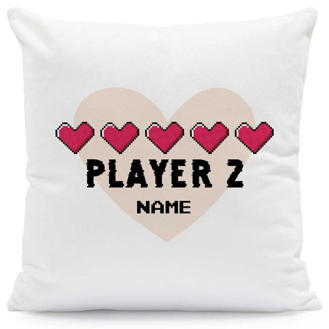 Bedrucktes Kissen mit Spruch "Player 1 & Player 2" im Set