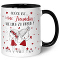 Bedruckte Tasse mit Spruch Glück ist eine Freundin