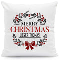 Kissen mit Weihnachtsmotiv und Name - Merry Christmas Kranz - Weihnachtsdeko - Für Frauen & Männer