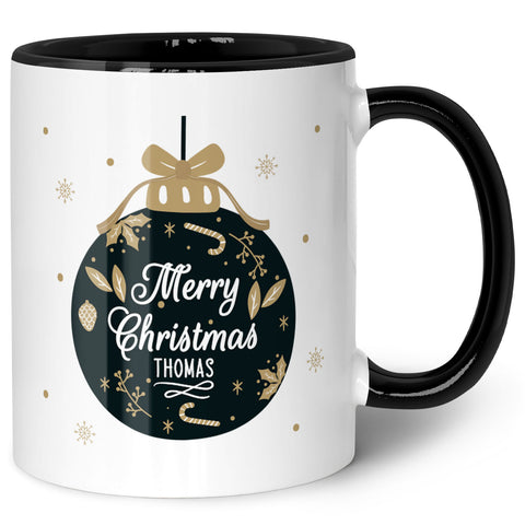 Bedruckte Tasse mit Weihnachtsmotiv im Weihnachtskugel Design