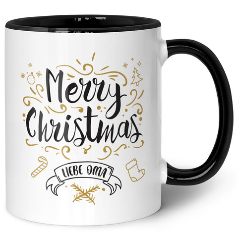 Bedruckte Tasse mit Weihnachtsmotiv im Merry Christmas Liebe Oma Design