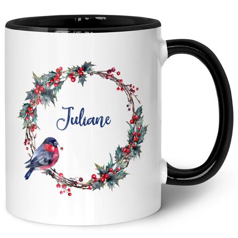 Bedruckte Tasse mit Weihnachtsmotiv - Weihnachtskranz