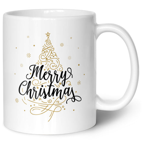 Bedruckte Tasse mit Weihnachtsmotiv im Weihnachtsbaum Design