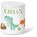 Bedruckte Spardose für Kinder - im Dino Design - mit Namen personalisiert