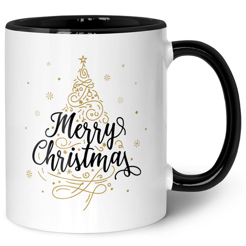 Bedruckte Tasse mit Weihnachtsmotiv im Weihnachtsbaum Design