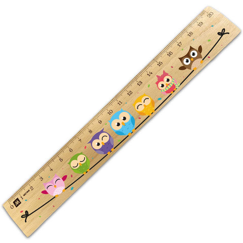Lineal zur Einschulung im Eulen Design für Kinder aus Holz