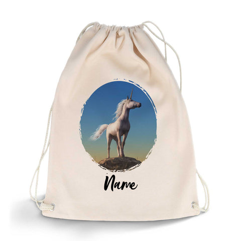 Bedruckter Turnbeutel für Kinder im Weißes Einhorn Design
